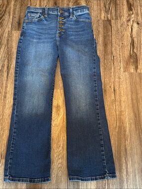 Banana Republic High-Rise Button-Fly Cropped Flare Leg Jeans - Blue